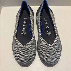 Rothy's Black White  Shoes Royal blue trim- size 7 slip on flat slide casual